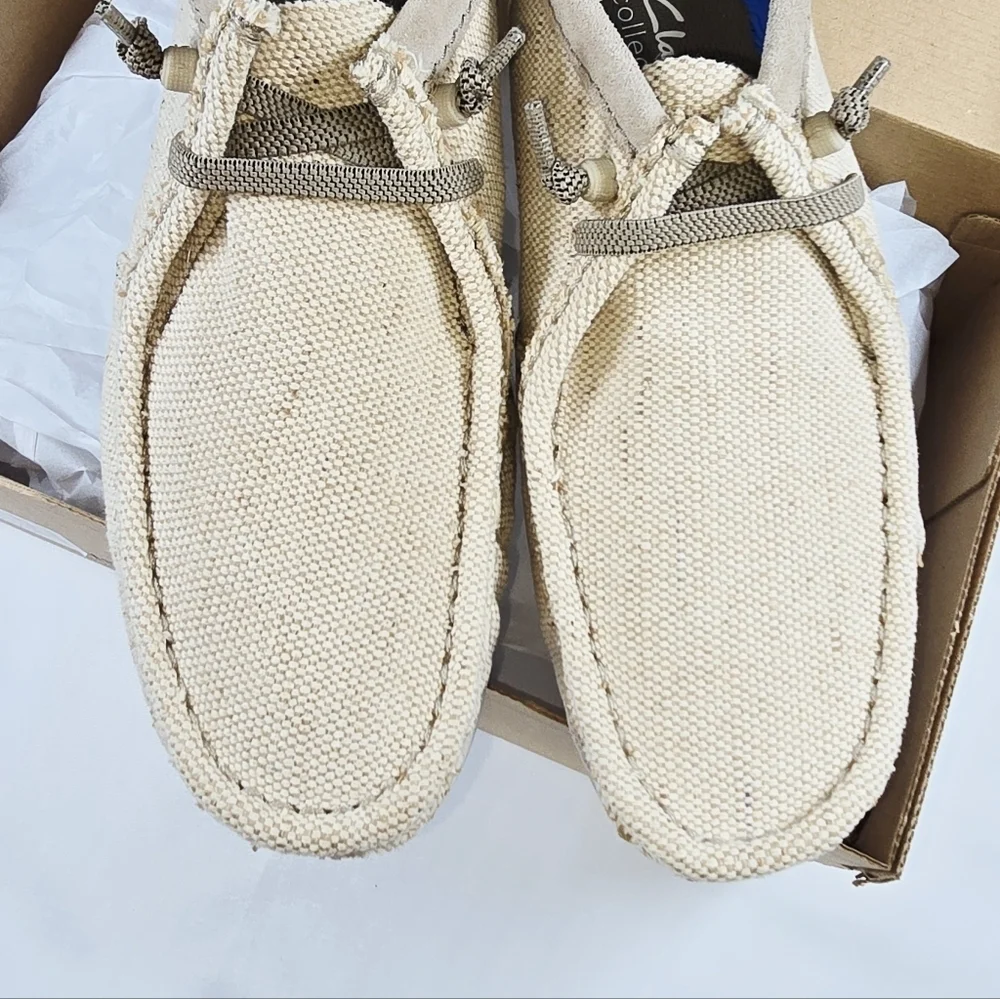 Clarks | Shacrelite Moc Toe Natural Woven Cotton Genuine  display picture 1